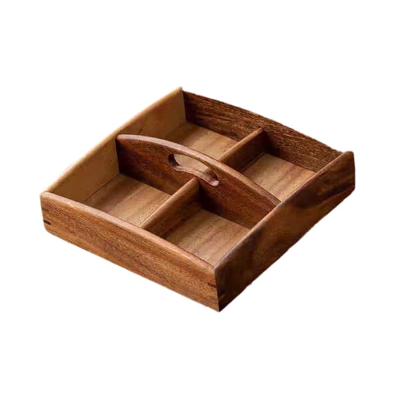 Nishiyuenyi Wooden Divided Serving Tray Decorative Dried Fruit Storage Box Candy Platter