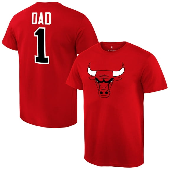 Men's Red Chicago Bulls #1 Dad T-Shirt