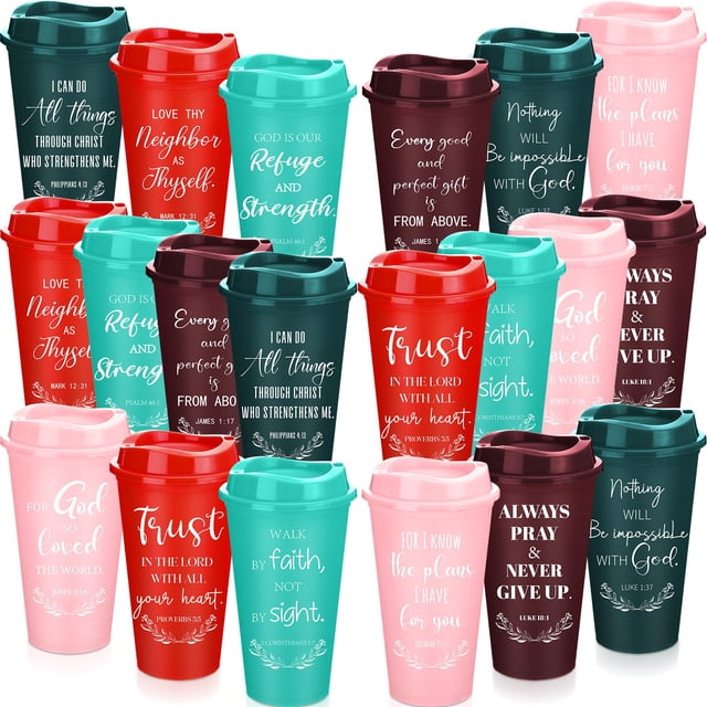 Tazas de café Skylety Christian de 16 onzas reutilizables con tapas x60