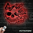 thumbnail image 2 of Craftnamesign Rose Sugar Skull Metal Wall Art LED Light, Flower Skull Sign, Skull Wall Decor, 2 of 5