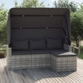 thumbnail image 1 of vidaXL Canapé de Jardin 3 Places avec Toit et Repose-Pieds Gris en Rotin Synthétique, 1 of 5