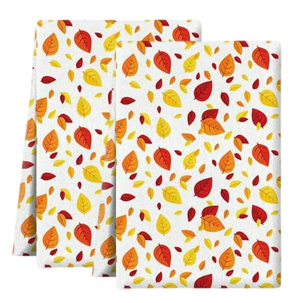 toallas de mano con diseño de hojas de arce y calabaza, de algodón, para el baño, para el otoño, para el secado, la limpieza y la cocina, 40 x 60 cm