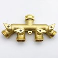 thumbnail image 1 of Hose Distributor (4 Way), Brass Garden Hose Adapter Four Way Splitter Adapter Ball Valve Faucet Connector, 1 of 2