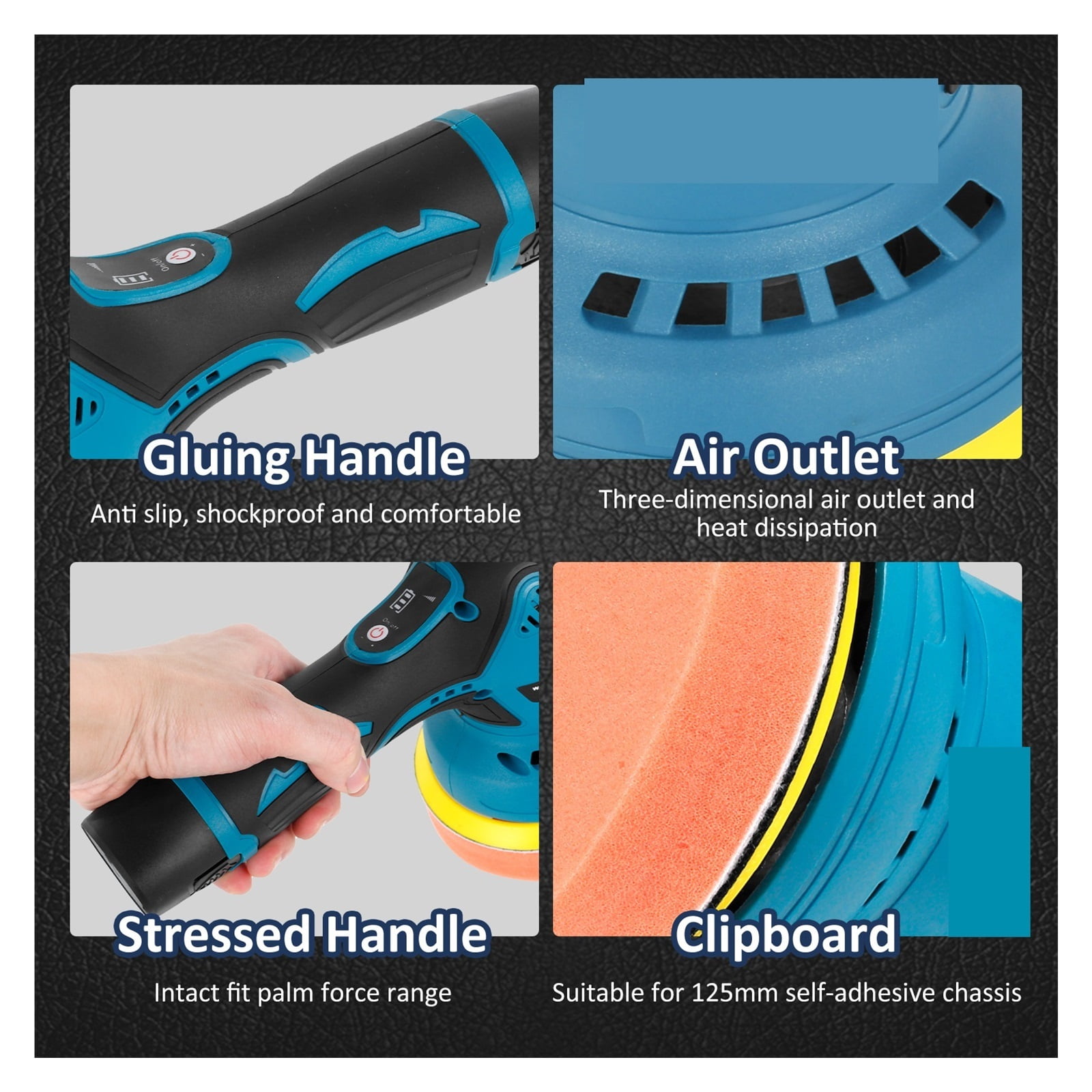Buffer Polisher 12V Cordless Battery Powered Electric Polishing Machine With 8 Adjustable Speed Rechargeable Hand-held