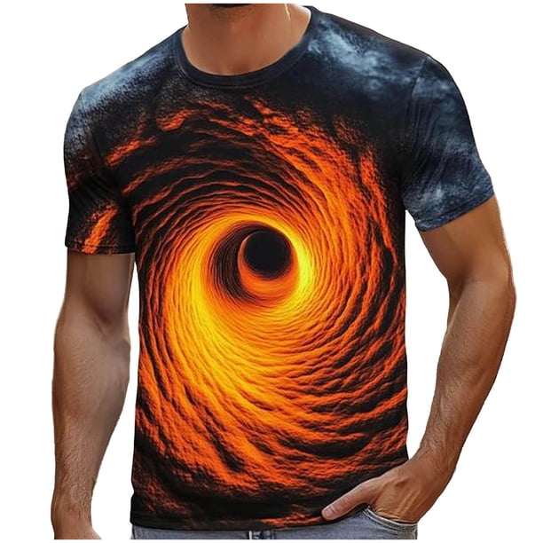 Camisetas de Verano para Hombres de Manga Corta Impresa Cuello Redondo Casual Top Uso Diario