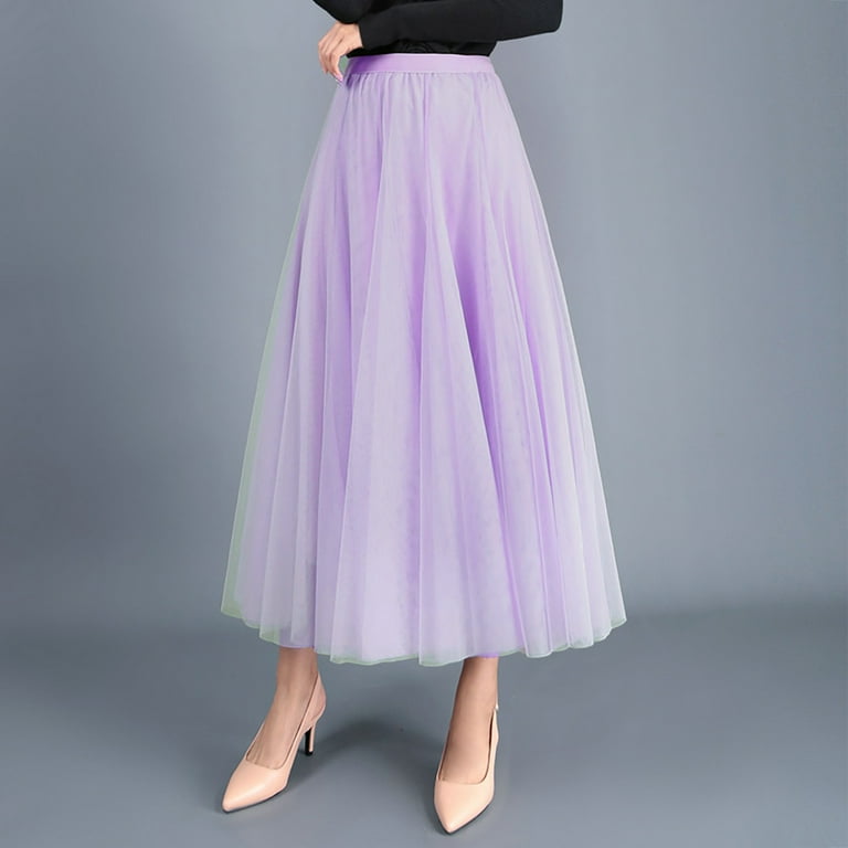 Zshosam Long Maxi Tulle Skirts for Women Pleated Petticoat Swing