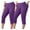 Purple, variant on 2Pc Women Capri Pants Plus Size Stretch Knee Length Leggings Elastic Waist Casual Summer Ladies Pull On Capris