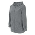 thumbnail image 2 of Gubotare Womens Jacket Full Zip Women's Long Jacket Full Zip French Terry Quarter-Zip Top (Grey,5XL), 2 of 5