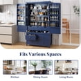 thumbnail image 4 of Harper & Bright Designs Freestanding Kitchen Pantry Organizers with Storage Set, Tall Kitchen Hutch Cabinet with Door and Drawers & Shelves, Blue, 4 of 16