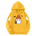 thumbnail image 5 of NEBWOAK Halloween Ghost Print Hoodie Kids Boys Girls Kangaroo Pocket Long Sleeve Fall Outfit Yellow,Size 7-8T, 5 of 5