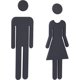 thumbnail image 1 of 2 letreros autoadhesivos para inodoro de 20 cm para hombres y mujeres, letreros de identificación para baños, pegatinas de pared de plástico negro para WC., 1 of 9