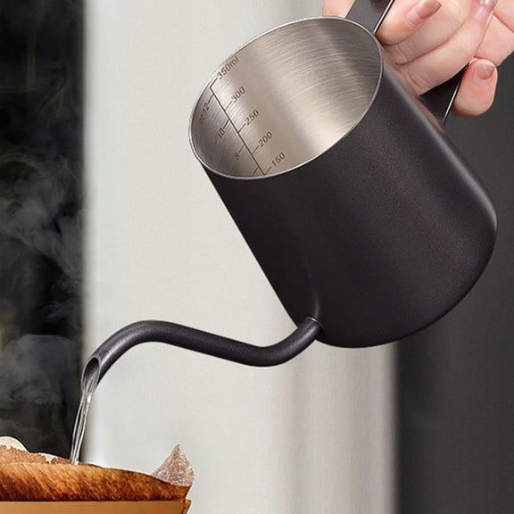 Milk Frothing Pitcher 350ml, Milk Frother Cup Stainless Steel Jug, Steaming Pitcher For Coffee Cappuccino Art, Food Grade Material, Narrow Mouth Design, Humanization Scale Lines