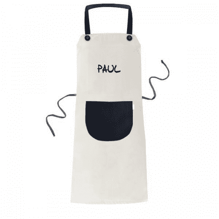 

Special Handwriting English Name PAUL Apron Adjustable Bib Cotton Linen BBQ Kitchen Pocket Pinafore