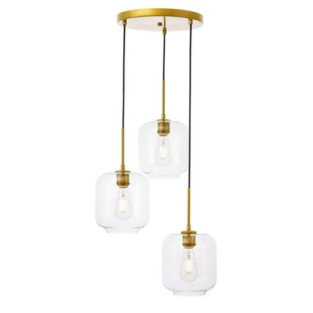 

Collier 3 Light Brass & Clear Glass Pendant