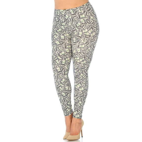 Buttery Soft Money Plus Size Leggings - 3X-5X (One Size Plus,Ivory)