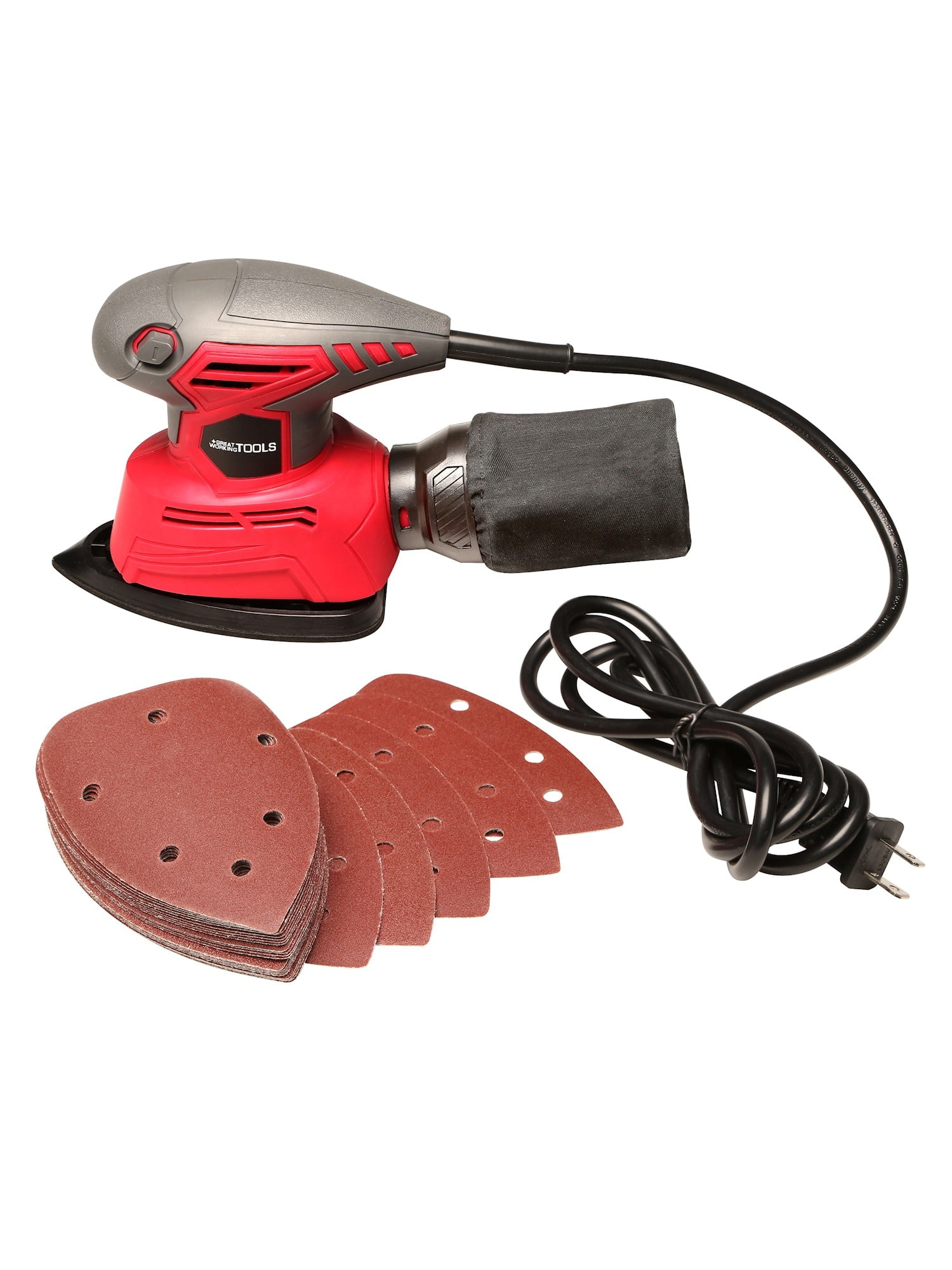 Great Working Tools Mouse Sander, Detail Orbital Palm Sander with Dust  Collection Bag & 27 pcs Sandpaper, 1.1 Amp 14,000 OPM