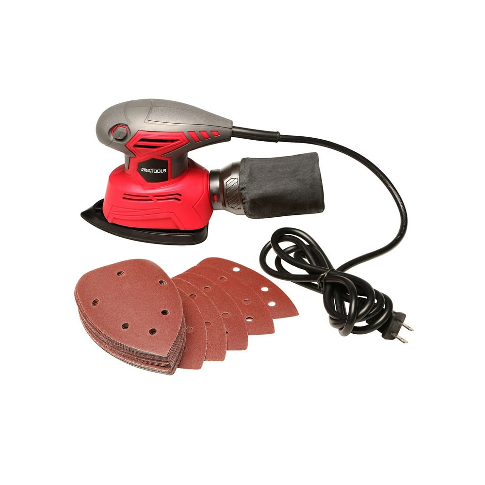 Great Working Tools Mouse Sander, Detail Orbital Palm Sander with Dust Collection Bag & 27 pcs