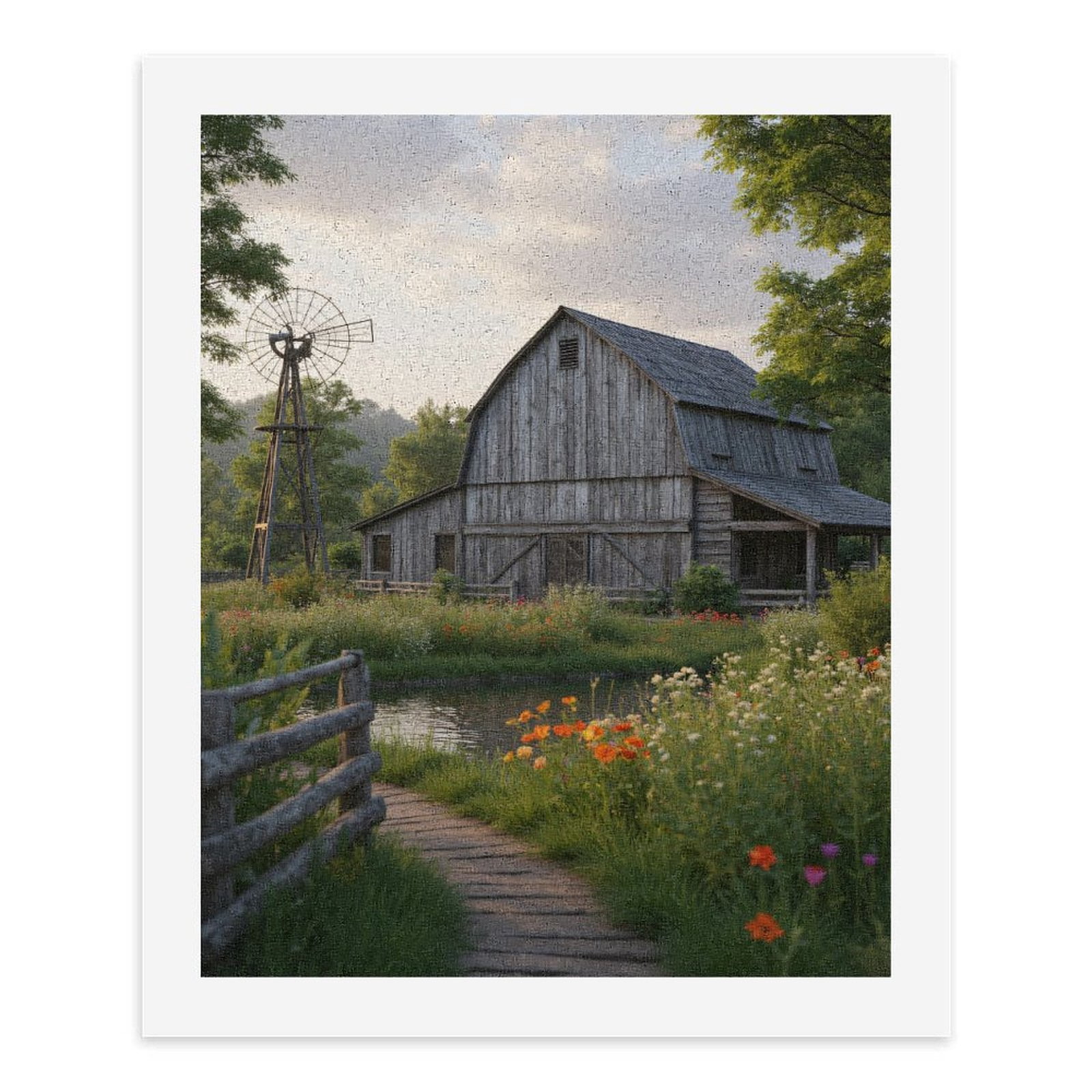 Paint by Numbers Kit for Adults, Rustic Barn With Flowers Paint by Numbers, Easy Paint by Numbers Kit for Adults Beginner, DIY Adult Paint by Number Kits on Canvas, Home Decor