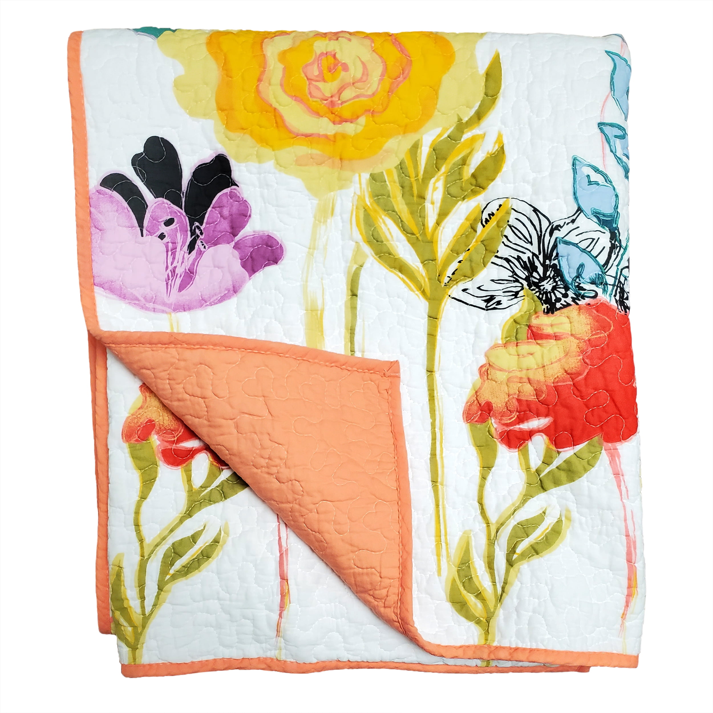 Global Trends Wildflower Delight Throw Blanket, White