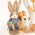 thumbnail image 3 of 2x Lindo Conejo de Paja Artesanías de Estatua de Pascua con Zanahoria para Decoración de Jardín de Utilería para Fotos Macarena Escultura de estatuilla de conejo, 3 of 3