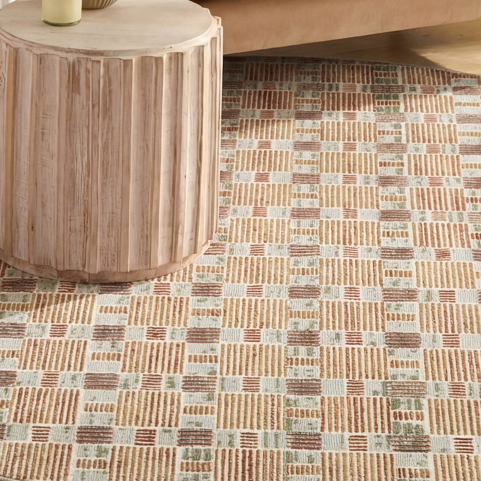Nourison Nordic 8' x Round Rust Multicolor Modern Indoor Rug