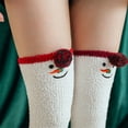thumbnail image 4 of Warop Women's Knee-High Socks, Christmas Holiday Fashion with Pom Pom, Coral Fleece Thickened Warm, for Fall Winter Season, 4 of 5