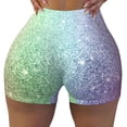 thumbnail image 2 of Lsque Beautiful Glitter Pattern High Waisted Biker Shorts for Women-Tummy Control Fitness Athletic Workout Running Yoga Gym Shorts,Moisture-Wicking-Small, 2 of 9