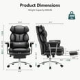 thumbnail image 3 of CONCETTA Executive Ergonomic Home Office Chair with Footrest & Lumbar Support, Big Tall High Back, PU Leather, Adjustable & Swivel, Black, 3 of 7