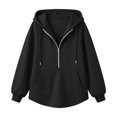 thumbnail image 6 of TGSLY Women's Half Zip Hooded Sweatshirt Lightweight Raglan Long Sleeve Fall Tops Loose Casual Solid Color Athletic Layering Pullover with Pockets L, 6 of 9