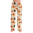 thumbnail image 4 of Zydvens Women Halloween Pajama Pants Wide Leg Lounge Wear with Pockets Soft Elastic Waist Drawstring Sleepwear Bottoms Plaid Pumpkin Fall Harvest Costume Cosplay Gift S-3XL, 4 of 7
