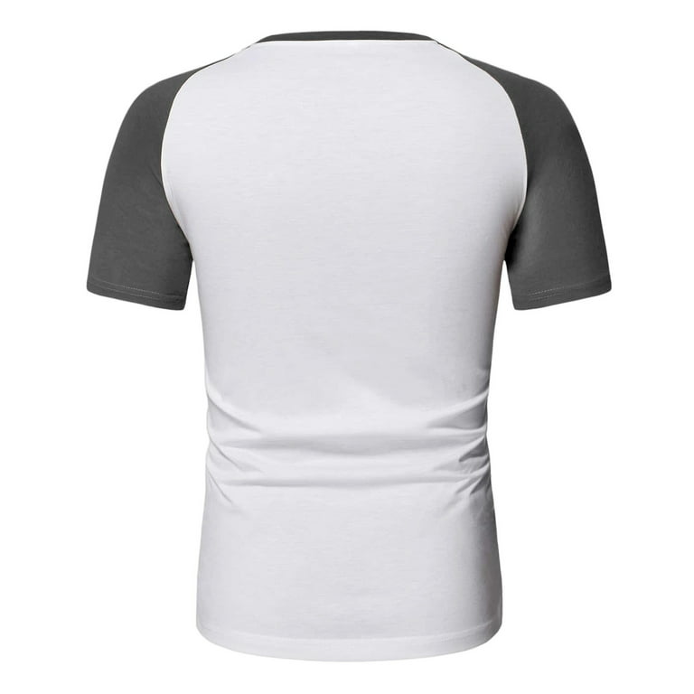 AZZAKVG T-shirts Mens Spring Summer Casual Sports Color Block Raglan Sleeves Round Neck T Shirt, Men's, Size: Medium, Gray