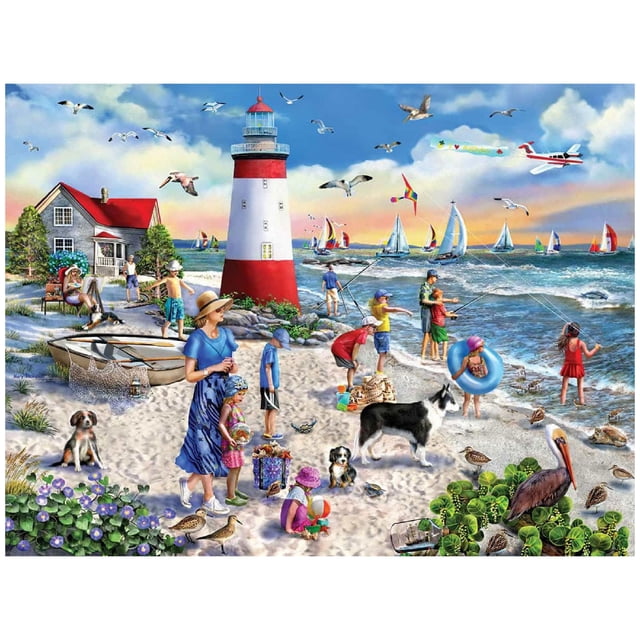White Mountain Puzzles Lighthouse Beach - Rompecabezas de 500 piezas
