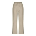 thumbnail image 6 of Lmnyox Cotton Linen Capris for Women Wide Leg Drawstring Capri Pants with Pocket Summer Casual Beach Capris, 6 of 6