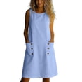 thumbnail image 4 of Women's Sleeveless V Neck Casual Dress, Buttonless Design, Lightweight Blend, Warm Weather Wear, 4 of 7