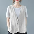 thumbnail image 2 of Uooqdmx Linen Vest Women, Cardigan Vest for Women, Women's Sleeveless Button Down Vest, Linen Vest Tops for Women, Casual Outerwear, Gray XXL, 2 of 9
