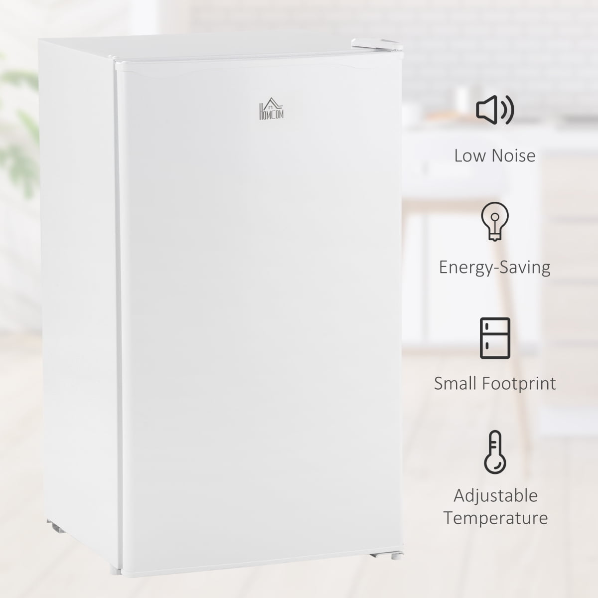 3.2 Cu Ft Mini Fridge with Freezer Single Door Compact Refrigerator Adjustable Thermostat Reversible Door for Bedroom Dorm Office Energy Efficient White