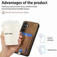 thumbnail image 3 of Nalacover 2-in-1 Magnetic Case for Samsung Galaxy S21 FE, Back Wallet Case with Detachable Card Holder Ring Stand Cover for Samsung Galaxy S21 FE, Vintage PU Leather Shockproof Case - Brown, 3 of 10