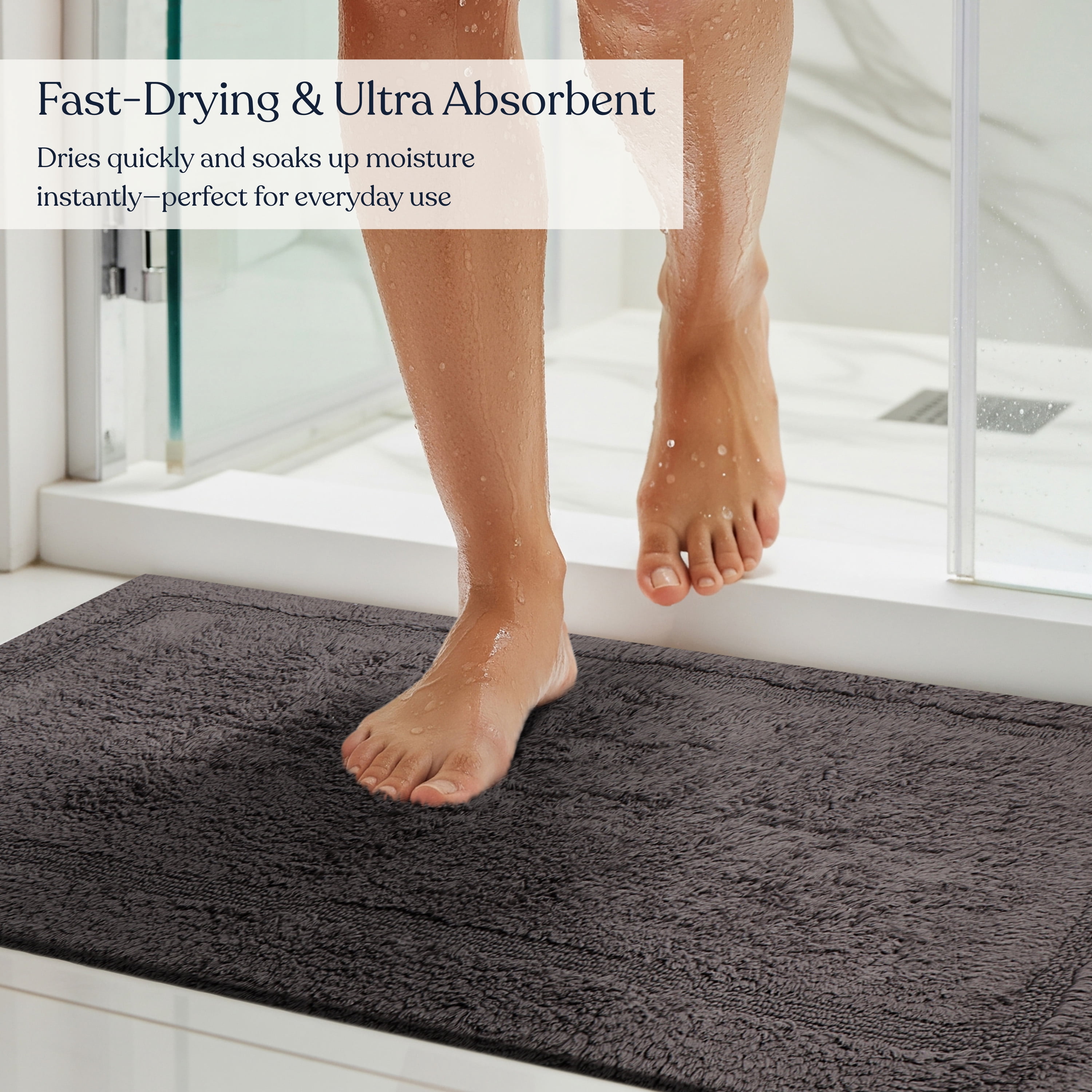 Delara Organic Cotton Reversible Bath Mat – 3000 GSM, GOTS Certified, Ultra-Thick & Super Absorbent | Soft, Plush & Quick-Drying Bathroom Rug