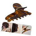 thumbnail image 4 of 4pcs Brown Women Simple Claw Nonslip Jaw Hair Headdress Accessory Clip Acetate, 4 of 4