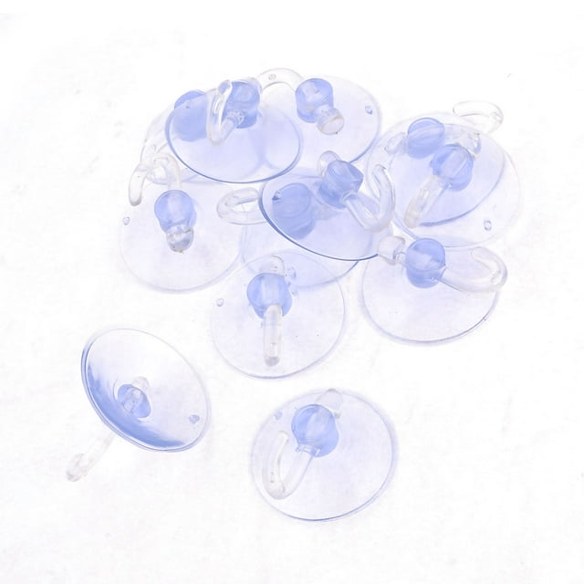 Unique Bargains 12 Pcs 40mm Home Bathoom PVC Clear Blue Plastic Suction Cup Hook
