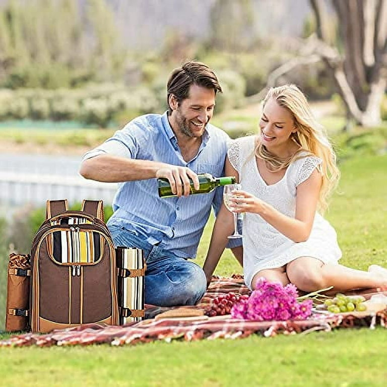 Picnic Backpack for Outdoor Use w Cooler Compartment Wine Holder Plates Utensils Walmart