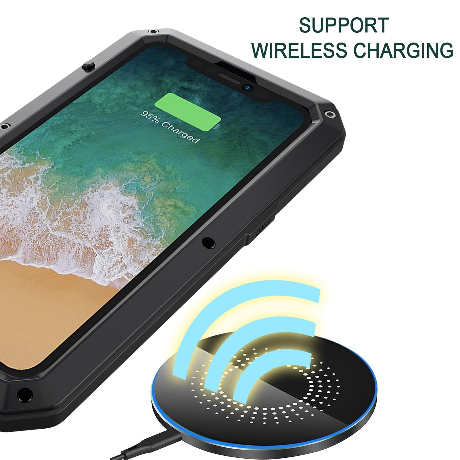 for iPhone 15 Case, 360 Full Body Protective Cover Heavy Duty Shockproof Armor Aluminum Alloy Metal Case with Silicone Built-in Screen Protector for iPhone 15, Black