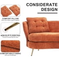 thumbnail image 3 of Holaki 64" Upholstered Fiber Loveseat Sofa with with Cushions and Golden Metal Legs, Home Upholstered Double Couch Livingroom Loveseat, Orange, 3 of 7