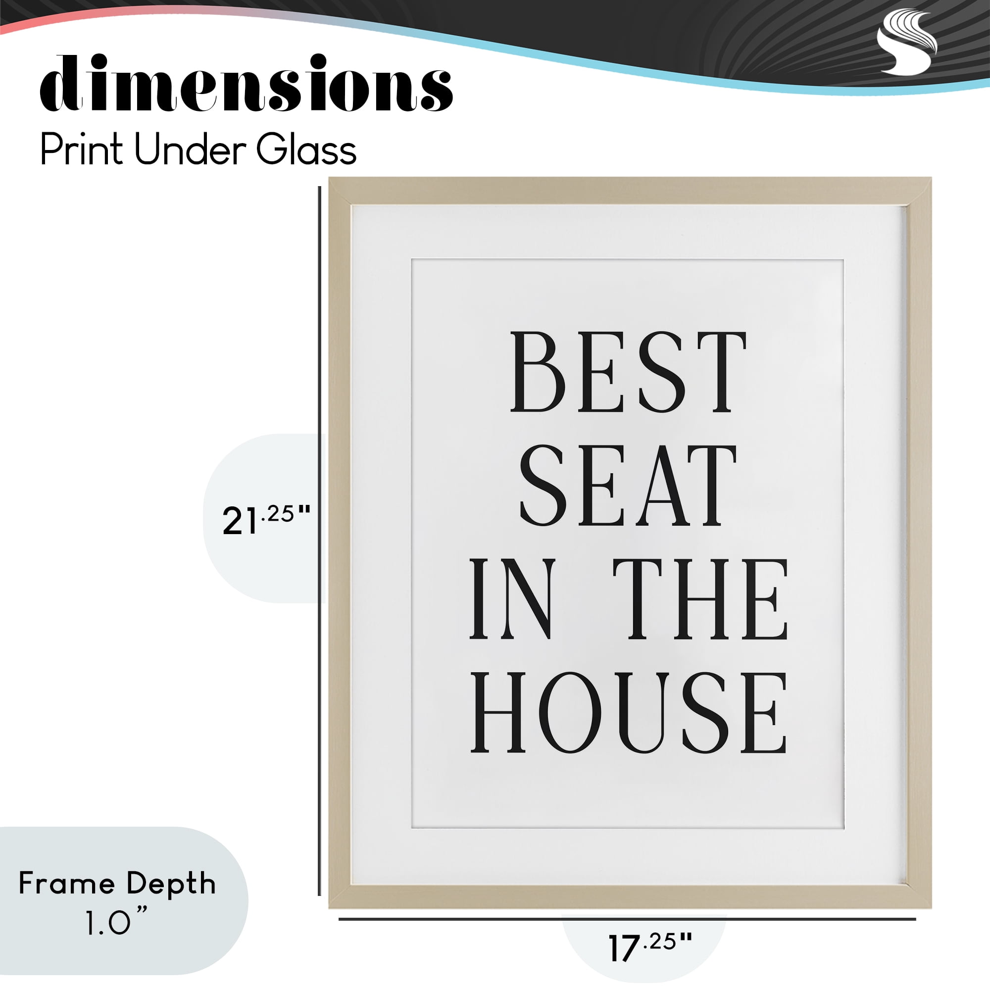Stupell Industries Best Seat Bathroom Toilet Birch Framed Print Under Glass, design by Lettered and Lined