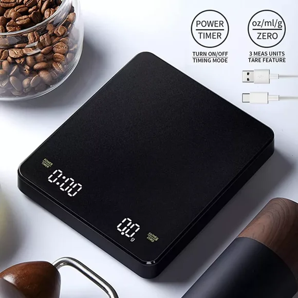 Mini Kaffeewaage Digitale Barista Waage USB Espresso Waage Feinwaage mit Timer