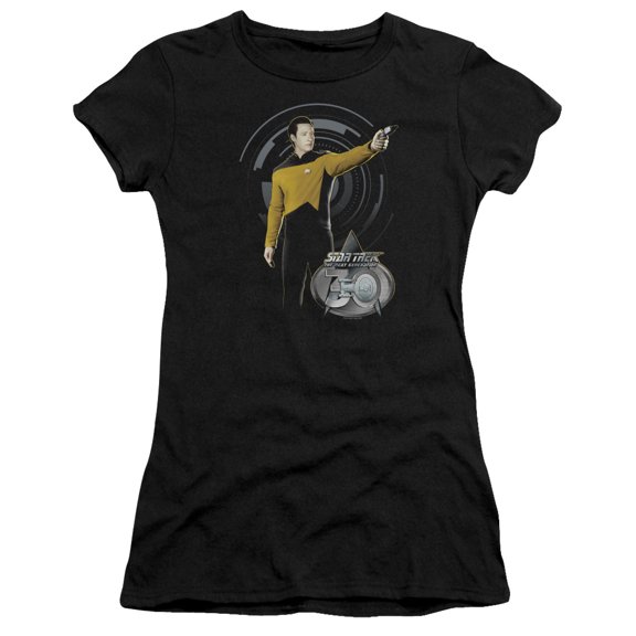 Star Trek Data 30 Junior Women's Sheer T-Shirt Black