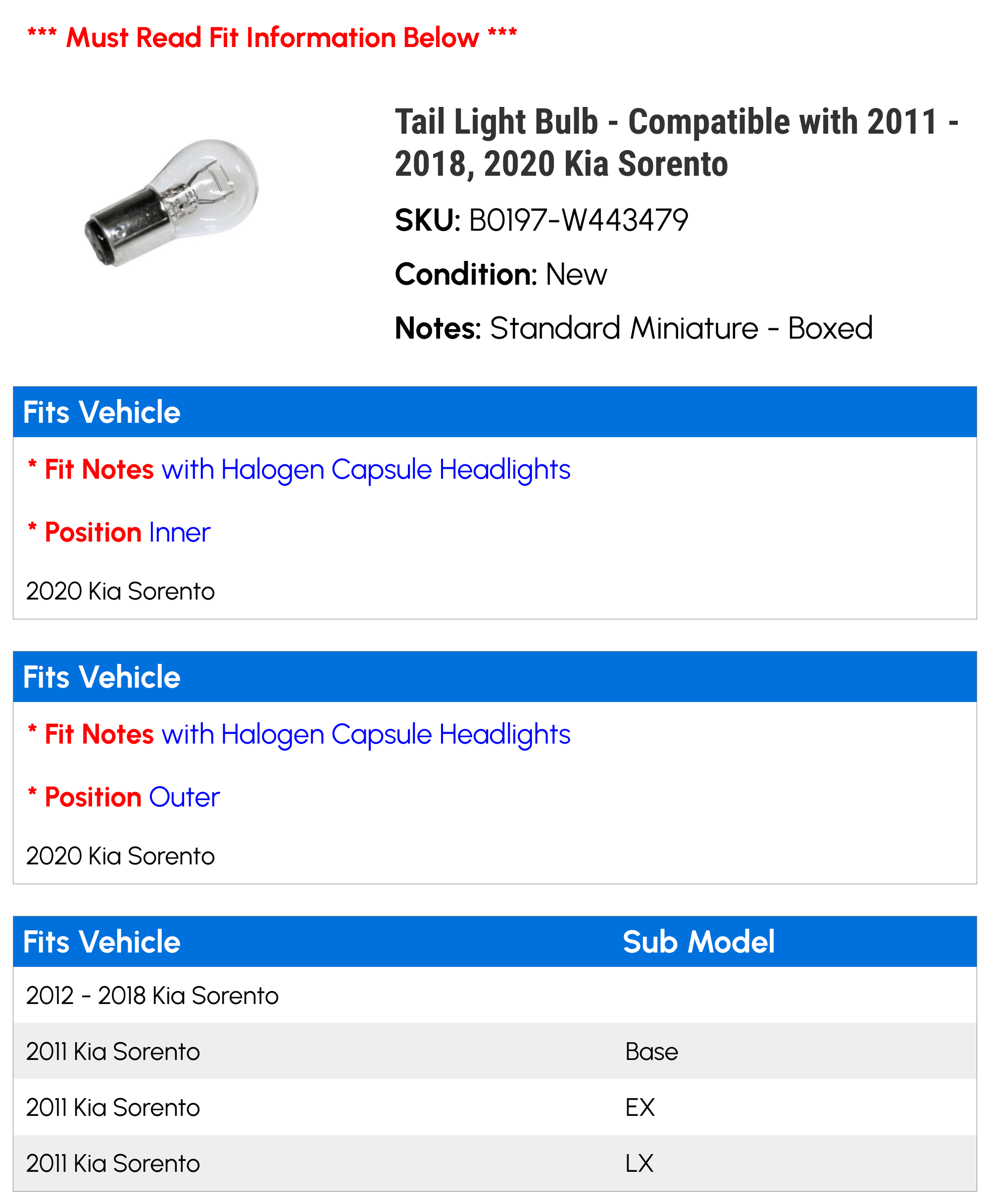 Kia sorento 2024 brake light bulb
