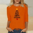 thumbnail image 2 of IROINNID Christmas Shirts for Women Letter Print 3/4 Sleeve Crewneck Pullover Tops Loose Fit Casual Holiday Shirts,Orange, 2 of 5