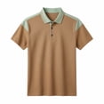 thumbnail image 3 of TKKCS Mens Color Block Performance Polo Shirts- Summer Regular Fit Stretch Business Casual Breathable Short Sleeve Polo Brown Size 2XL, 3 of 4