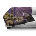thumbnail image 3 of London Soft Flannel Fleece Blanket, Tower Bridge in London at Night Historical Cultural Monument Europe British Urban, Cozy Plush for Indoor and Outdoor Use, 70" x 90", Purple Yellow, by Ambesonne, 3 of 6